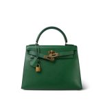 Kelly 28 Vert Bengale Courchevel Gold Plated T Circle Stamp - Image 6