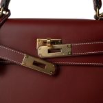 Kelly 28 Rouge H Chamonix White Stitching Gold Plated [E] Stamp - Image 17