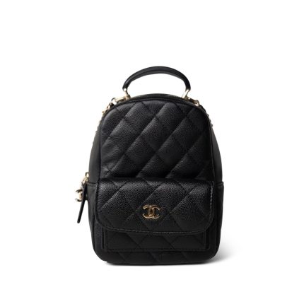 24C Black Caviar Quilted Classic CC Mini Backpack LGHW