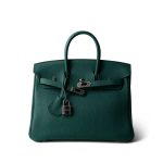 Birkin 25 Malachite Togo Palladium Plated C Stamp - Image 12