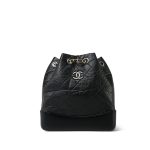 Black Aged Calfskin Quilted Gabrielle Backpack Small Mixed Hardware