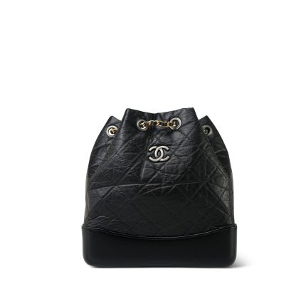 Black Aged Calfskin Quilted Gabrielle Backpack Small Mixed Hardware
