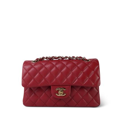 19B Red Caviar Quilted Small Classic Flap Light Gold Hardware