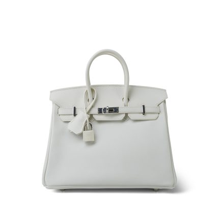 Birkin 25 White Epsom Palladium Plated [N] Stamp