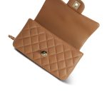 23P Light Caramel Lambskin Quilted Mini Top Handle Light Gold Hardware - Image 11