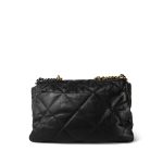 20S Black Goatskin Quilted Maxi 19 Flap Mixed Hardware - Image 3