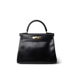 Kelly 28 Retourne Black Box Calfskin Gold Plated A Square Stamp - Image 2