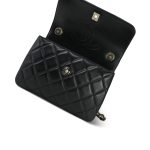 21S Black Lambskin Quilted Small Trendy CC Light Gold Hardware - Image 7