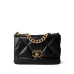 Black Goatskin Quilted 19 Flap Small MHW - Image 3