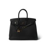Birkin 35 Noir Veau Togo Gold Plated A Stamp - Image 2