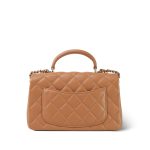 23P Light Caramel Lambskin Quilted Mini Top Handle Light Gold Hardware - Image 5
