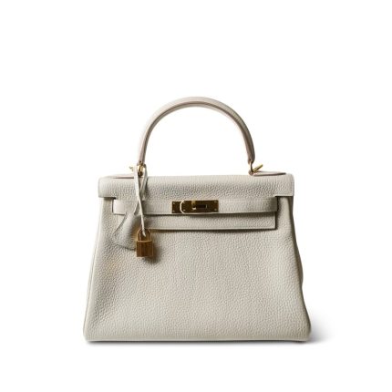 Kelly 28 Retourne Craie Clemence Gold Plated C Stamp