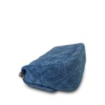23P Blue Denim Quilted Camellia Mini Sweetheart Single Flap Bag Aged Silver Hardware - Image 9