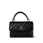 21S Black Lambskin Quilted Small Trendy CC Light Gold Hardware