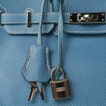 Birkin 25 Blue Jean Togo Palladium Plated [R] Stamp - Image 12
