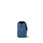 24S Blue Denim Quilted Rectangular Flap Mini Aged Gold Hardware - Image 3