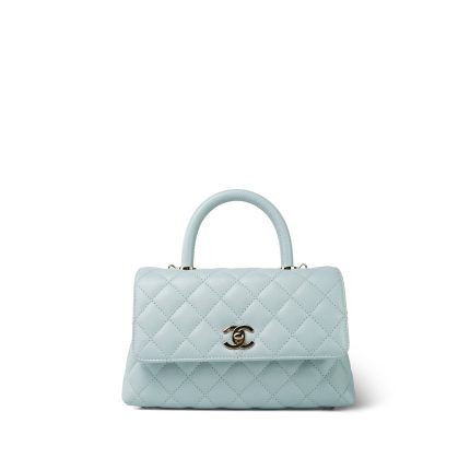 Light Blue Caviar Quilted Small Coco Handle Light Gold Hardware
