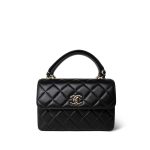 Black Lambskin Quilted Small Trendy CC LGHW - Image 2