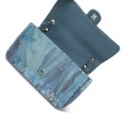 18S Blue Waterfall Sequin Jumbo Single Flap Bag Silver Hardware - Image 14