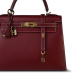 Kelly 28 Rouge H Chamonix White Stitching Gold Plated E Square Stamp - Image 3