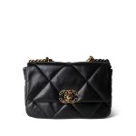 23S Black Lambskin Quilted 19 Flap Small Mixed Hardware - Image 2