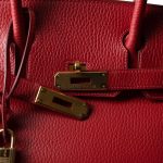 Birkin 30 Rouge Vif Ardennes Gold Plated [D] Stamp - Image 3