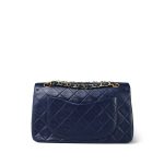 Navy Lambskin Quilted Classic Flap Small Gold Hardware - Image 5