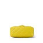 23C Yellow Lambskin Quilted Pearl Crush Mini Square Flap Aged Gold Hardware - Image 4