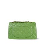 Green Caviar Quilted Classic Flap Small Light Gold Hardware - Image 14