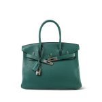 Birkin 30 Malachite Clemence Palladium Plated R Stamp - Image 4