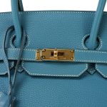 Birkin 35 Bleu Jean Togo Gold Plated N Square Stamp - Image 17