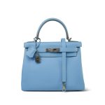 Kelly 28 Retourne Candy Celeste Mykonos Epsom Palladium Plated [O] Stamp