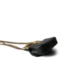 Black Calfskin Quilted Lady Handle Flap Card Holder on Chain Aged Gold Hardware - Image 9
