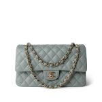 Light Green Caviar Quilted Classic Flap Medium Light Gold Hardware - Image 3