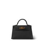 Mini Kelly Sellier Gris Graphite Veau Epsom Gold Plated U Stamp - Image 3