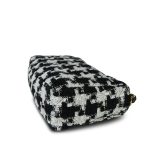 Black/White/Ecru Ribbon Tweed Houndstooth 19 Flap Mixed Hardware Small - Image 6
