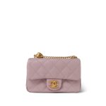 24P Pink Caviar Quilted Sweetheart Mini Flap Aged Gold Hardware