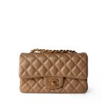 15C Gold Caviar Quilted Mini Rectangular Flap Antique Gold Hardware