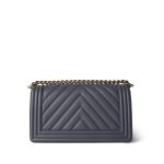 Grey Lambskin Chevron Quilted Boy Bag Medium LGHW - Image 5