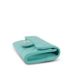 24C Turquoise Caviar Quilted Card Holder Light Gold Hardware - Image 5