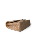 Bronze Gold Silver Tweed Quilted Beige Classic Flap Medium - Image 7