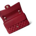 19B Red Caviar Quilted Medium Classic Flap Light Gold Hardware - Image 13
