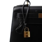 Kelly 28 Sellier Black Box Calfskin Gold Plated A Square Stamp - Image 3