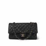 21B Dark Grey Caviar Quilted Classic Flap Medium Light Gold Hardware - Image 9