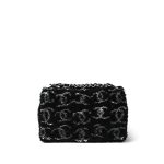 23B Black/Silver Sequins Logo Single Flap Bag - Image 4
