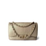 Iridescent Beige Python Classic Flap Jumbo LGHW - Image 11