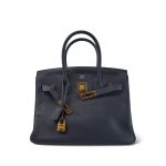 Birkin 30 Bleu Nuit Togo Gold Plated D Stamp - Image 2