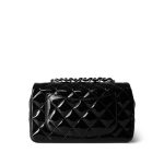 15B Black Patent Quilted Mini Rectangular Flap Silver Hardware - Image 3