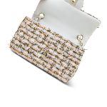 19C White/Orange/Gold Tweed Quilted Mini Rectangular Flap LGHW - Image 15