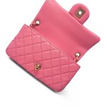 22S Pink Lambskin Quilted Mini Rectangular Pearl Crush Antique Gold Hardware - Image 11